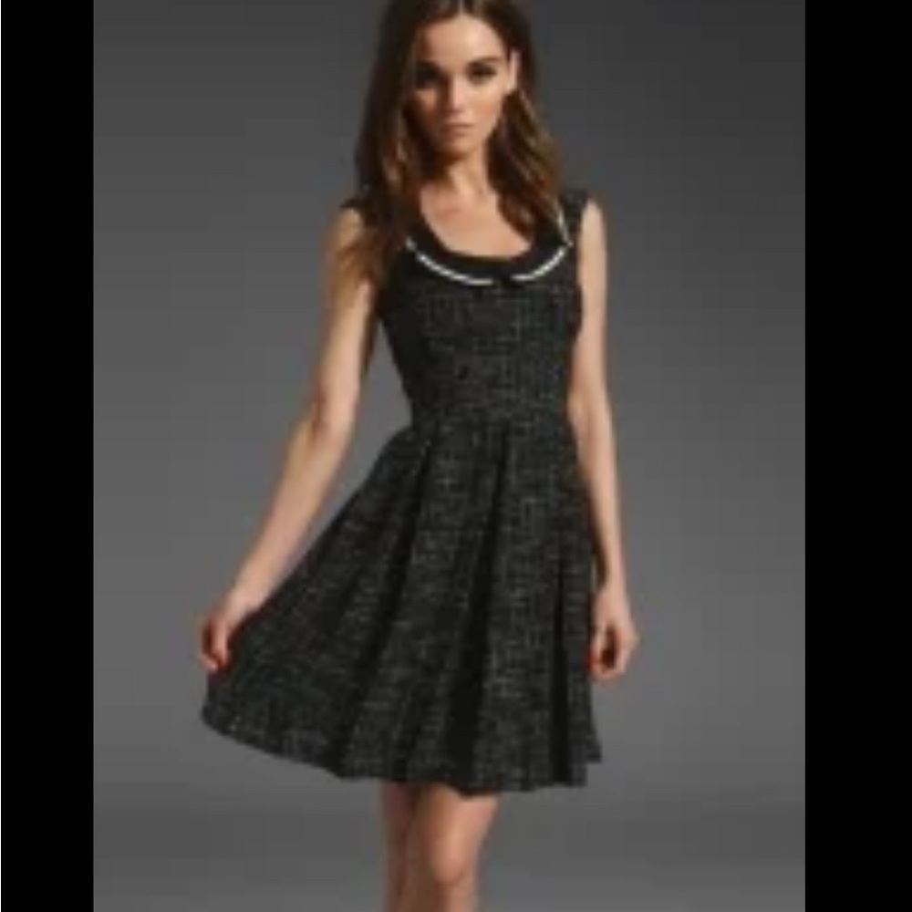 Nanette Lepore Black Tweed Sleeveless Collared Dress - Size 2